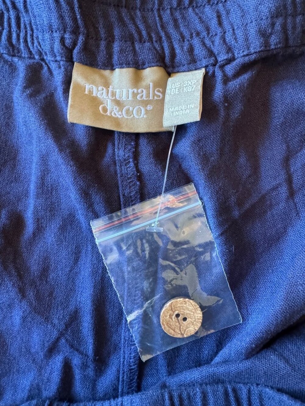 Naturals D&Co Blue Linen PullOn High Rise Pants Ankle Petite Coastal Casual 3XP - Picture 8 of 11
